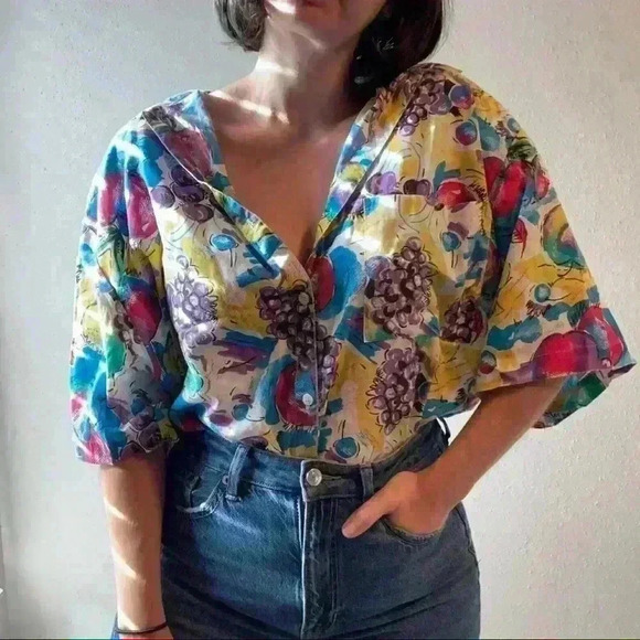 Vintage 90s novelty fruit print‎ button up - Picture 6 of 15